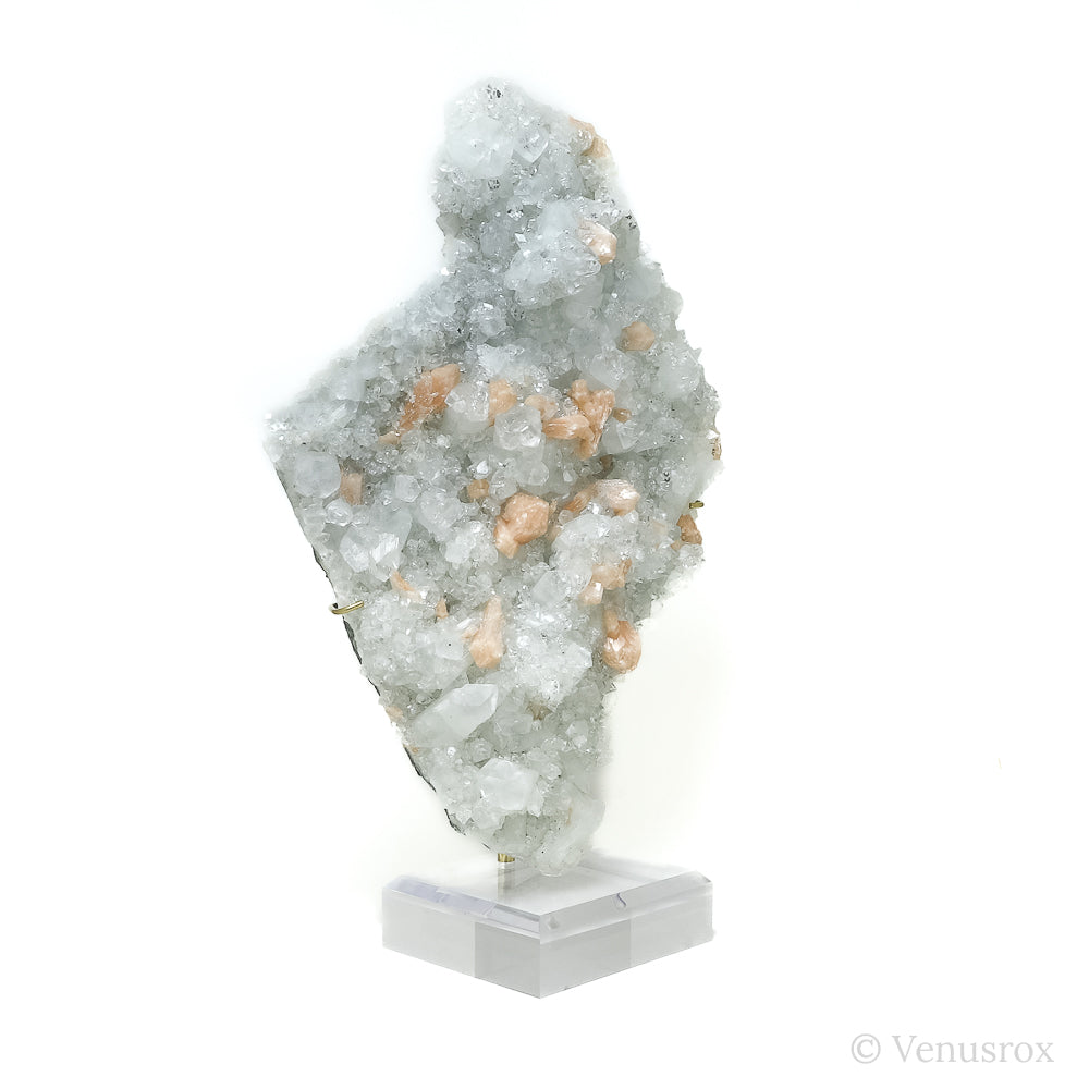 Apophyllite with Stilbite Natural Cluster from Maharashtra, India mounted on a bespoke stand | Venusrox
