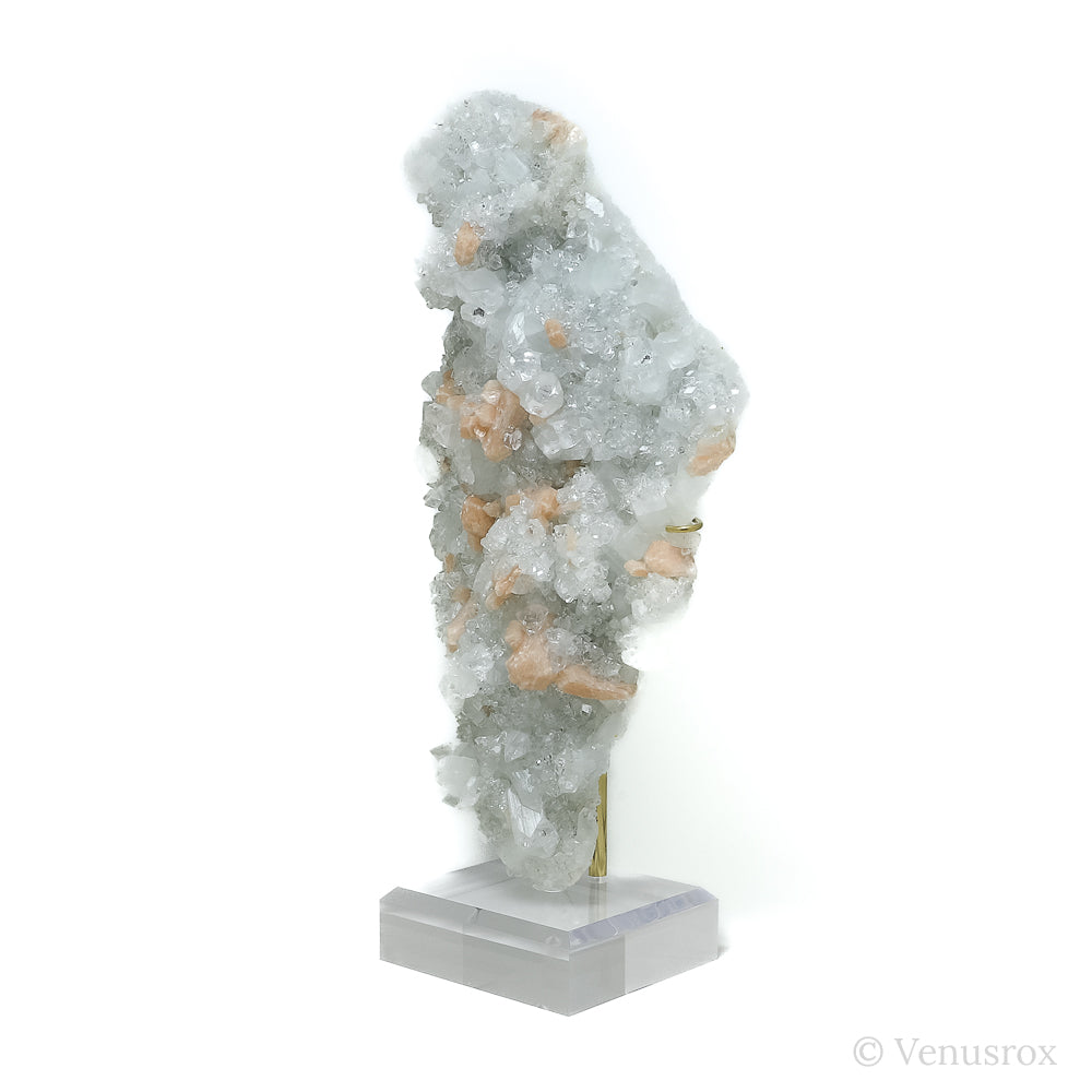 Apophyllite with Stilbite Natural Cluster from Maharashtra, India mounted on a bespoke stand | Venusrox