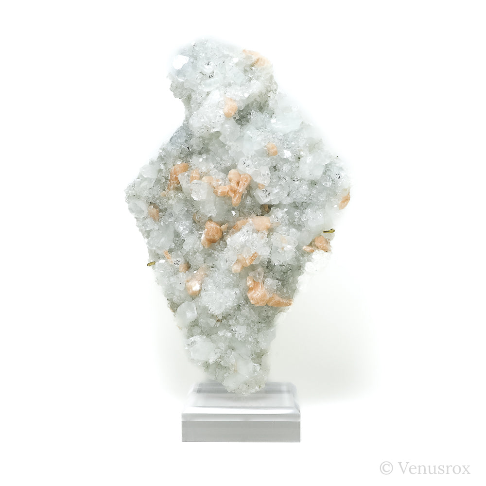 Apophyllite with Stilbite Natural Cluster from Maharashtra, India mounted on a bespoke stand | Venusrox