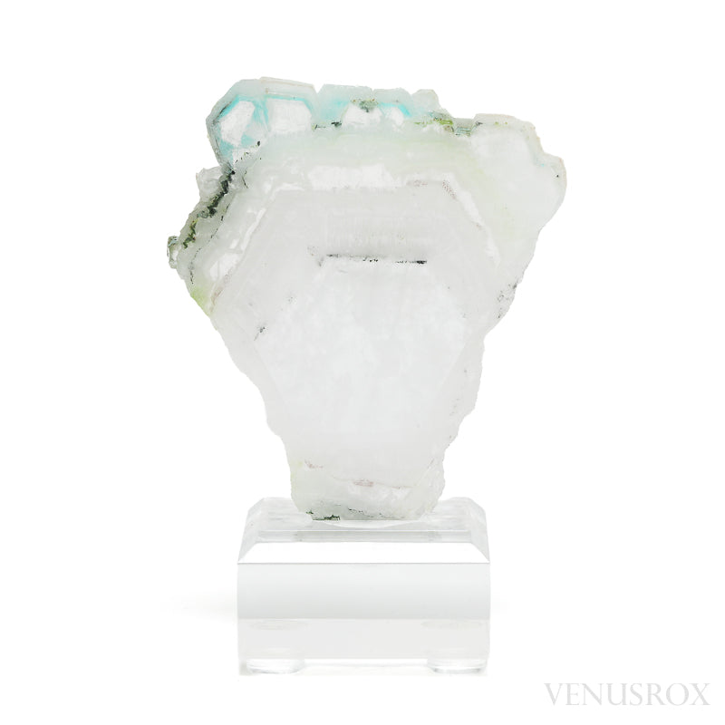 Ajoite in Quartz Polished Slice from the Messina Copper Mine, South Africa, mounted on a bespoke stand | Venusrox