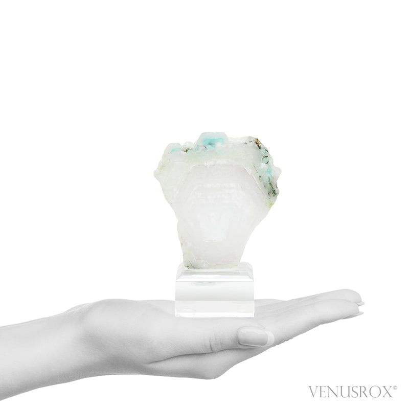 Ajoite in Quartz Polished Slice from the Messina Copper Mine, South Africa, mounted on a bespoke stand | Venusrox