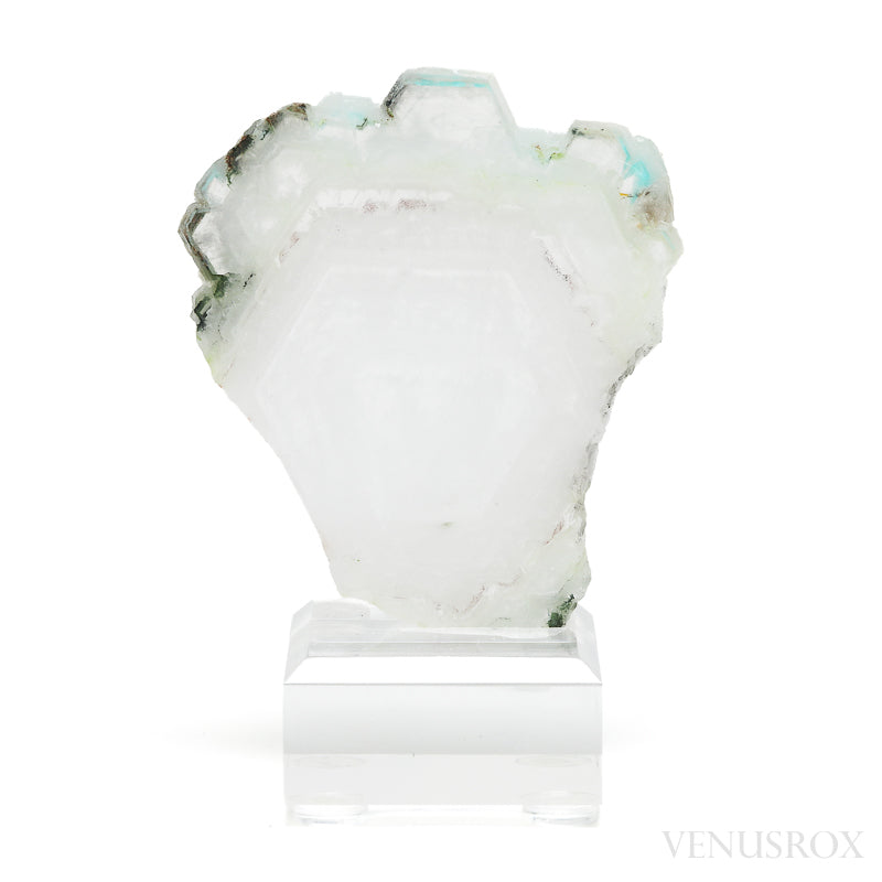 Ajoite in Quartz Polished Slice from the Messina Copper Mine, South Africa, mounted on a bespoke stand | Venusrox