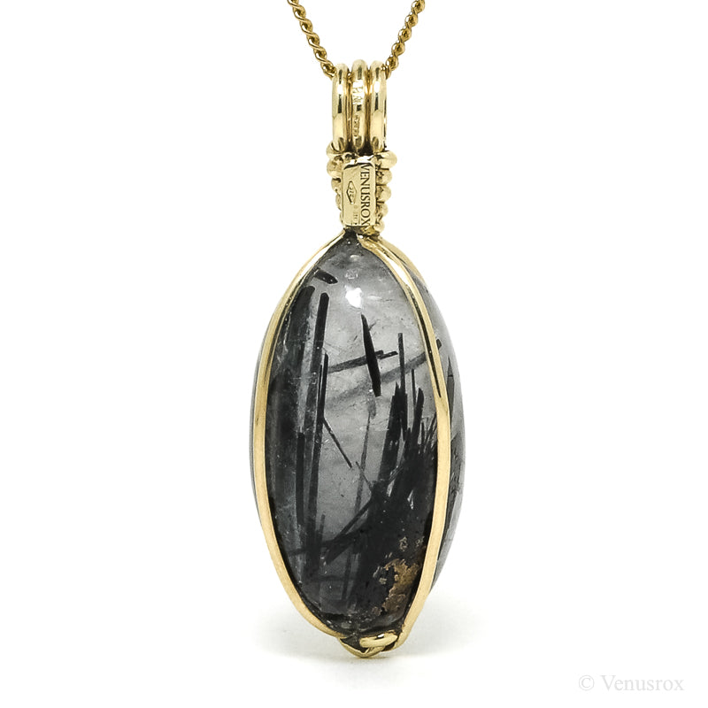 Tourmalinated Quartz Polished Crystal Pendant from India | Venusrox