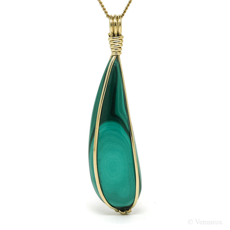 Malachite Polished Crystal Pendant with 9Kt Gold | Venusrox