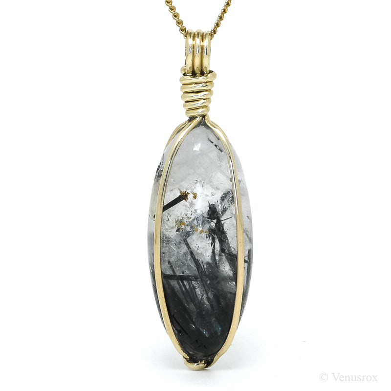 Tourmalinated Quartz Polished Crystal Pendant from India | Venusrox