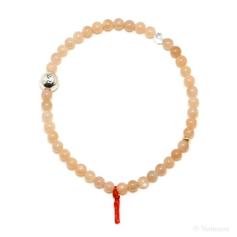 Peach Moonstone Bead Bracelet from India | Venusrox