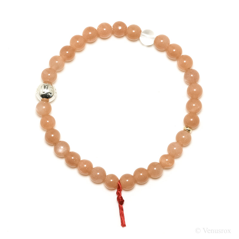 Peach Moonstone Bead Bracelet from India | Venusrox