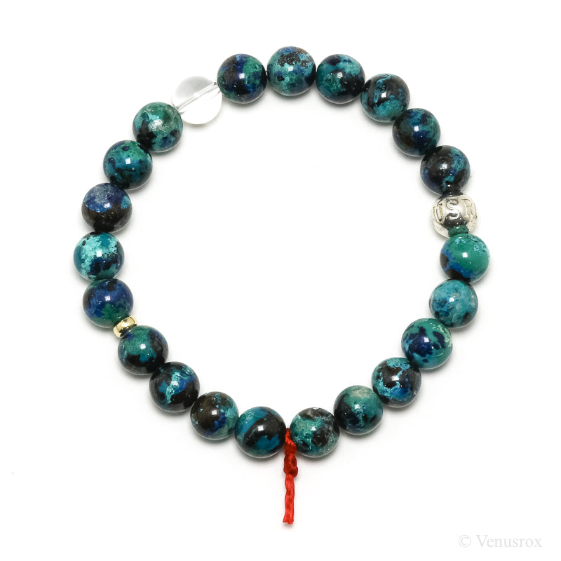 Chrysocolla with Shattuckite, Cuprite & Quartz Bracelet from Peru | Venusrox