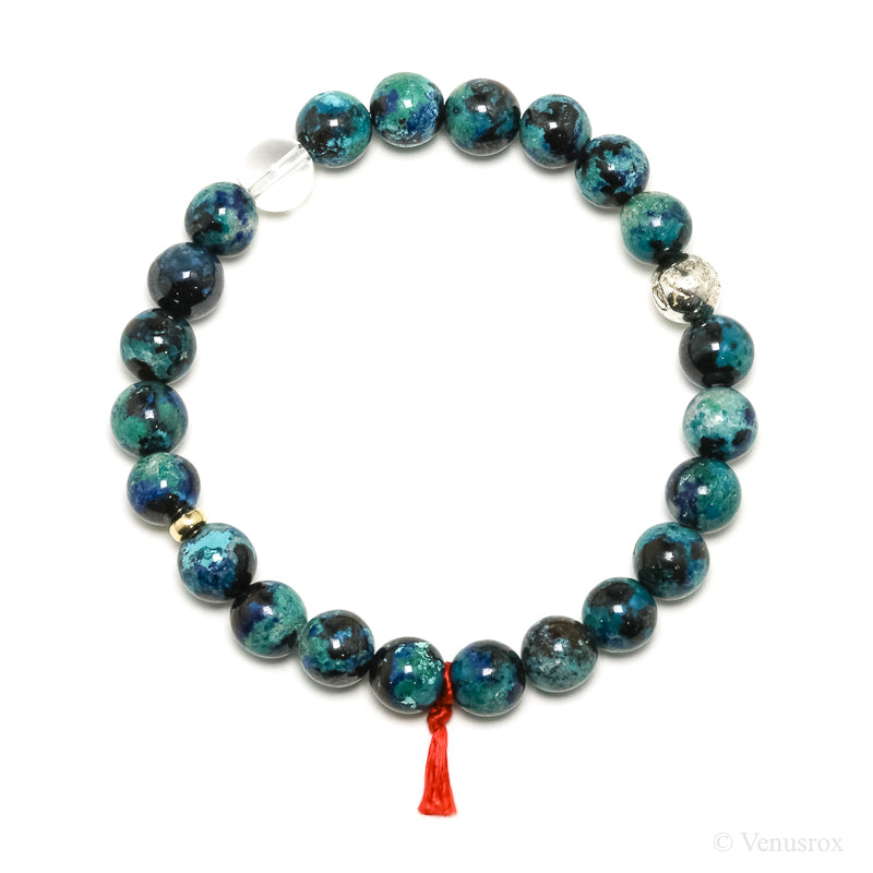 Chrysocolla with Shattuckite, Cuprite & Quartz Bracelet from Peru | Venusrox