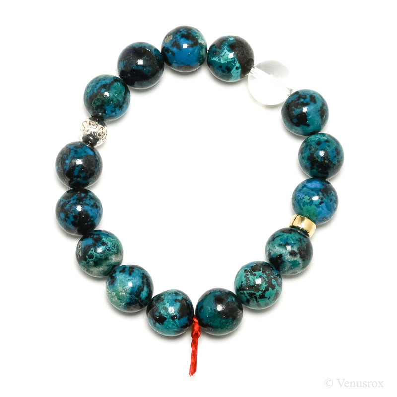 Chrysocolla with Shattuckite, Cuprite & Quartz Bracelet from Peru | Venusrox