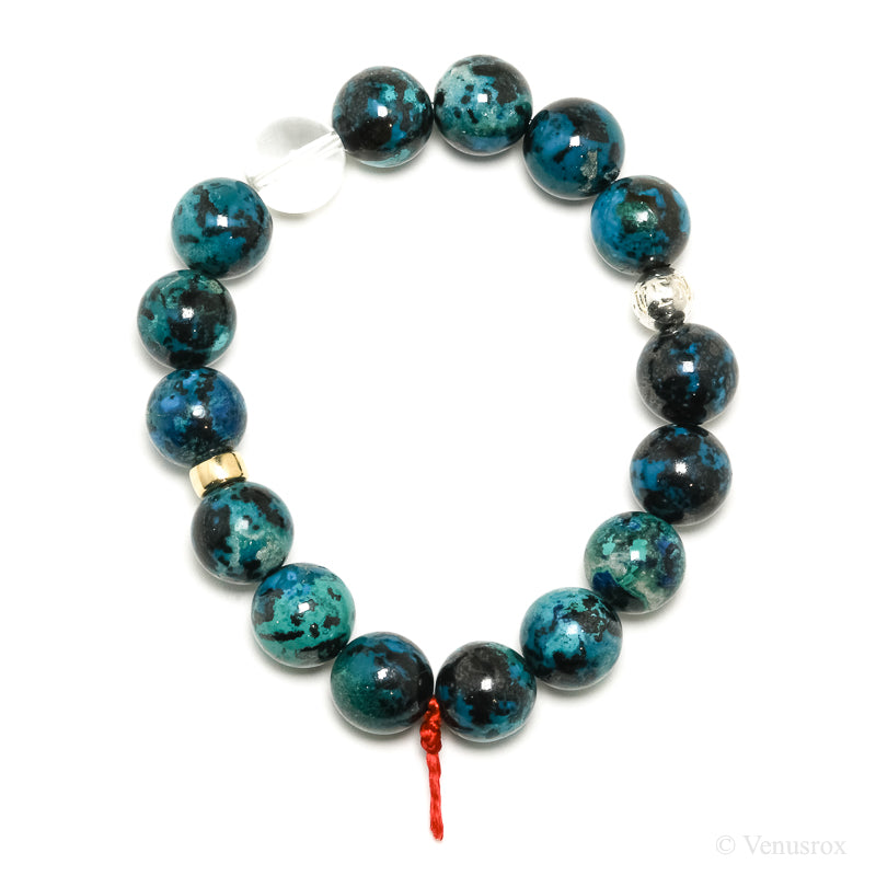 Chrysocolla with Shattuckite, Cuprite & Quartz Bracelet from Peru | Venusrox