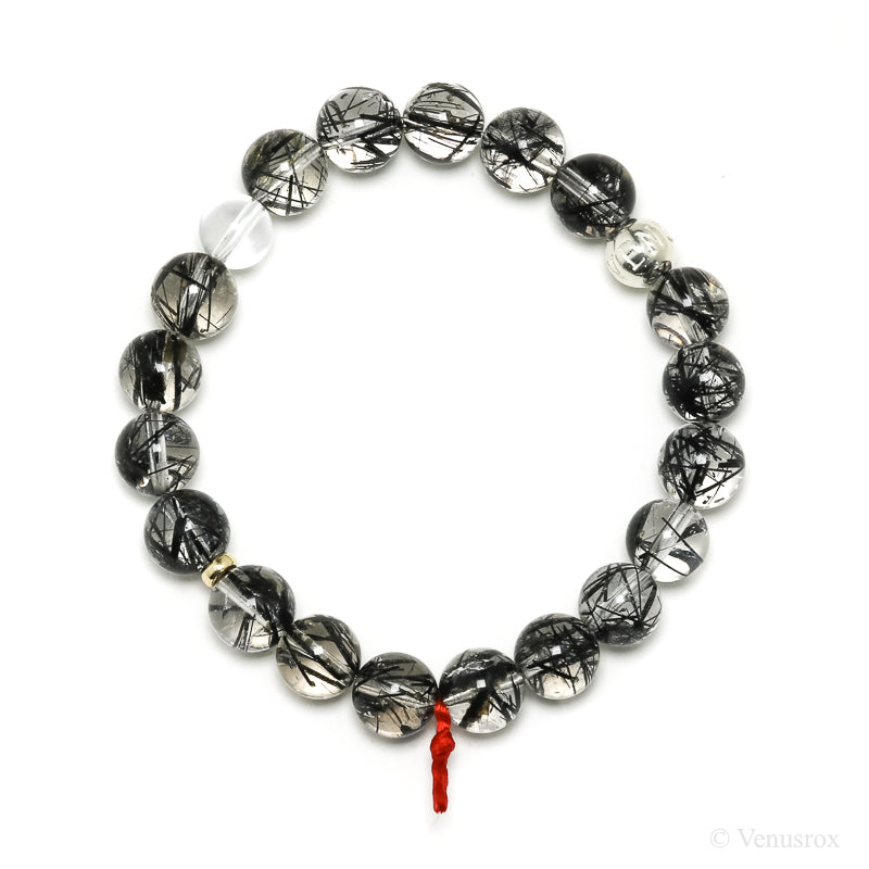 Tourmalinated Quartz Bead Bracelet from Brazil | Venusrox