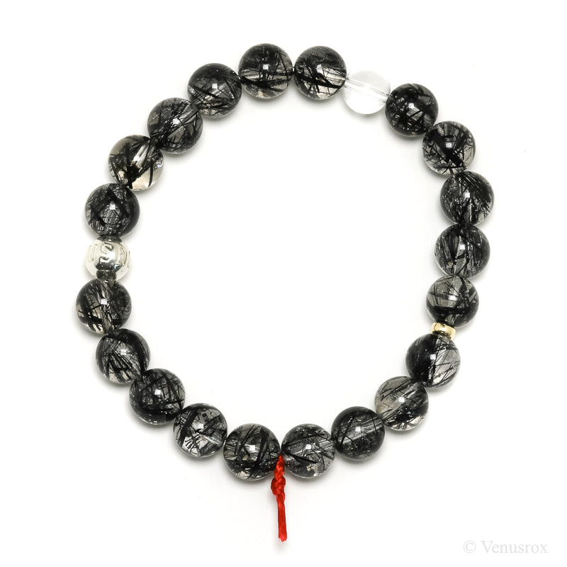 Tourmalinated Quartz Bead Bracelet from Brazil | Venusrox