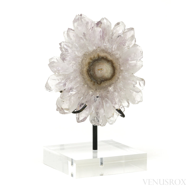Amethyst with Agate Part Polished/Part Natural Slice from Brazil mounted on a bespoke stand | Venusrox