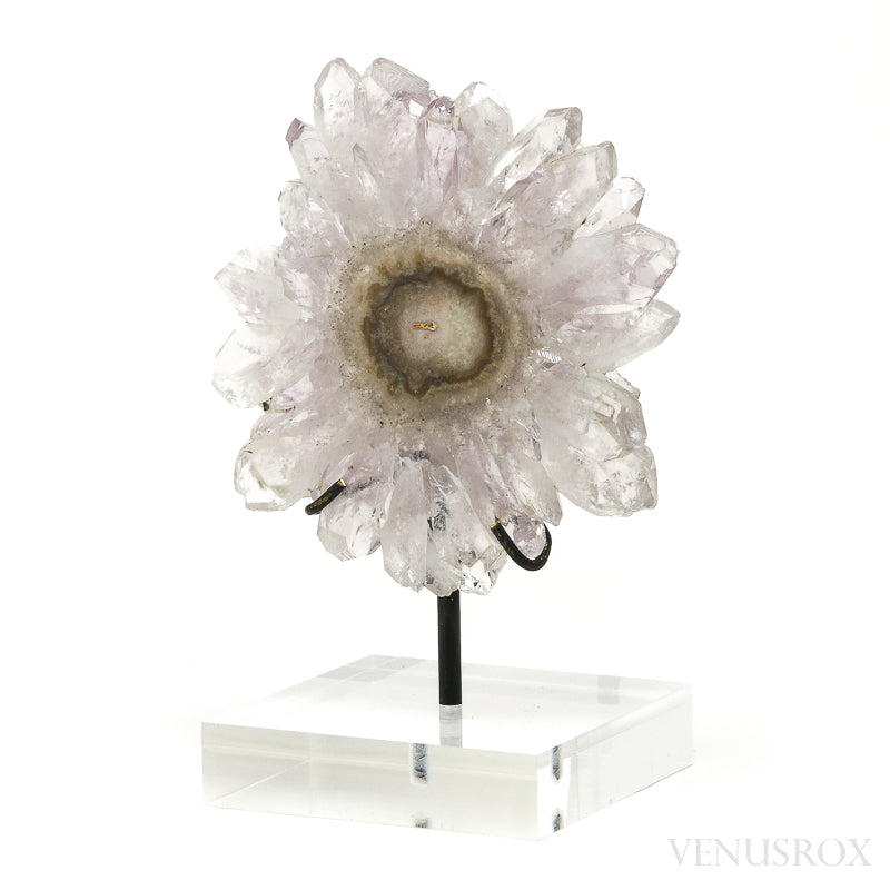 Amethyst with Agate Part Polished/Part Natural Slice from Brazil mounted on a bespoke stand | Venusrox