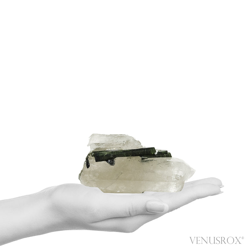 Clear Quartz with Green Tourmaline & Cleavelandite Natural Point from Brazil | Venusrox
