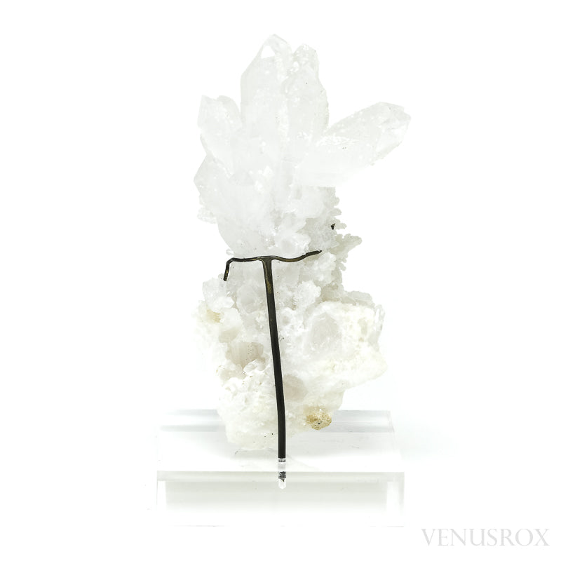Clear Quartz with Dolomite & Pyrite Natural Cluster from the Trepča Mining Complex, Trepča Valley, Kosovska Mitrovica, Kosovska Mitrovica District, Kosovo mounted on a bespoke stand | Venusrox
