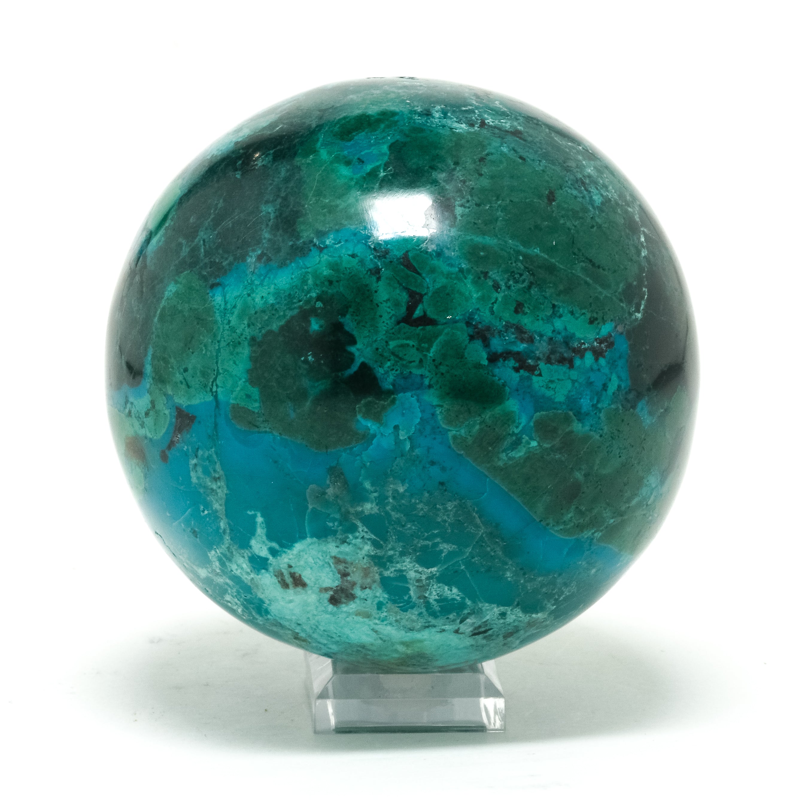 Chrysocolla with Malachite Polished Sphere from Peru | Venusrox