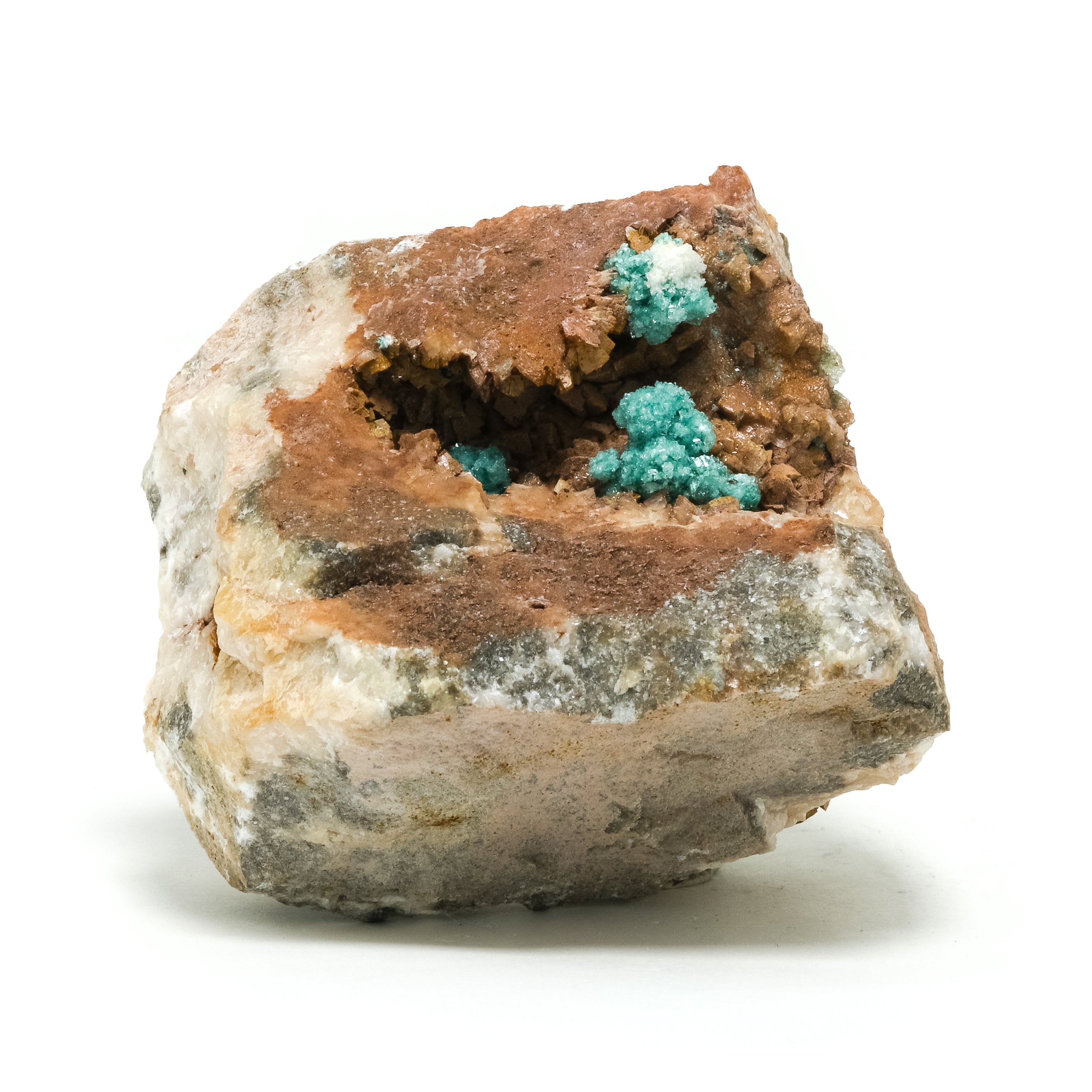 Rosasite with Selenite on Dolomite Natural Cluster from the Zellidja Mine, Bou Beker, Touissit-Bou Beker mining district, Jerada Province, Oriental Region, Morocco | Venusrox