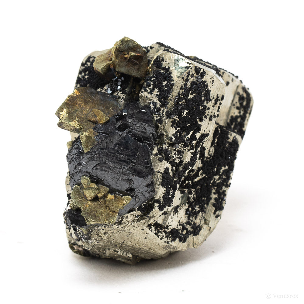Pyrite with Sphalerite & Chalcopyrite Natural Cluster from the Huanzala Mine, Huallanca District, Dos de Mayo Province, Huánuco Department, Peru | Venusrox