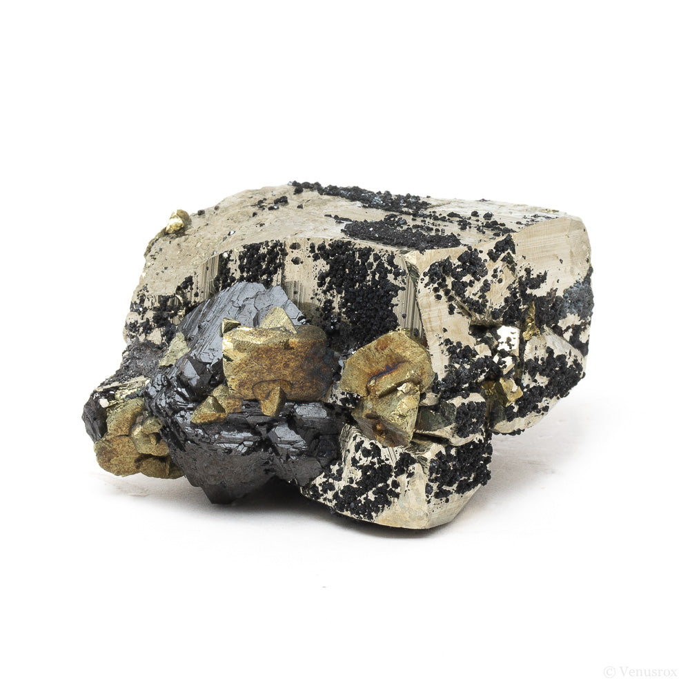 Pyrite with Sphalerite & Chalcopyrite Natural Cluster from the Huanzala Mine, Huallanca District, Dos de Mayo Province, Huánuco Department, Peru | Venusrox