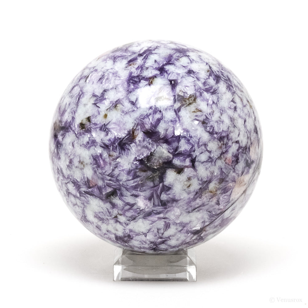 beautiful Lepidolite with Pink Tourmaline & Albite Polished Sphere from Russia | Venusrox