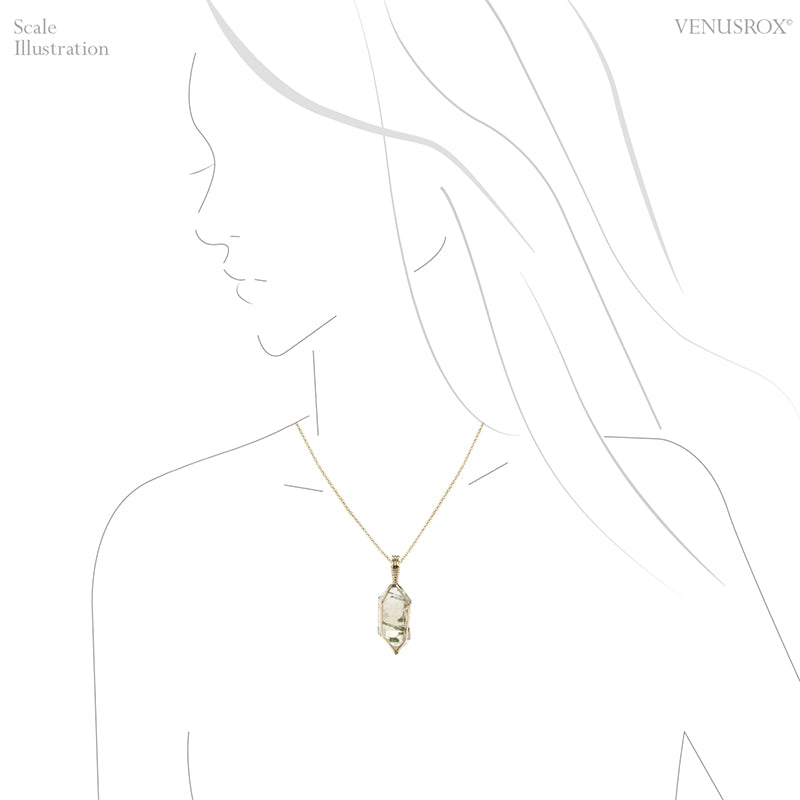 Smoky Quartz with Green Tourmaline Natural Double Terminated Point Pendant from Brazil | Venusrox