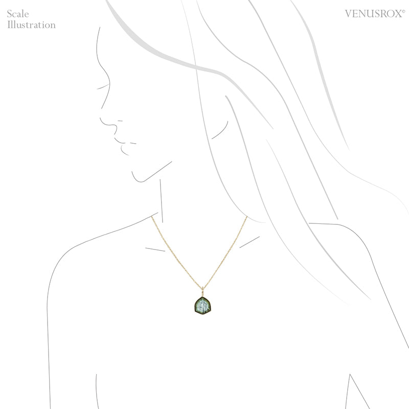 Green & Blue Tourmaline Polished Slice Pendant from Namibia | Venusrox