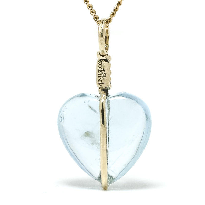 Aquamarine Polished Heart Pendant from Mozambique | Venusrox
