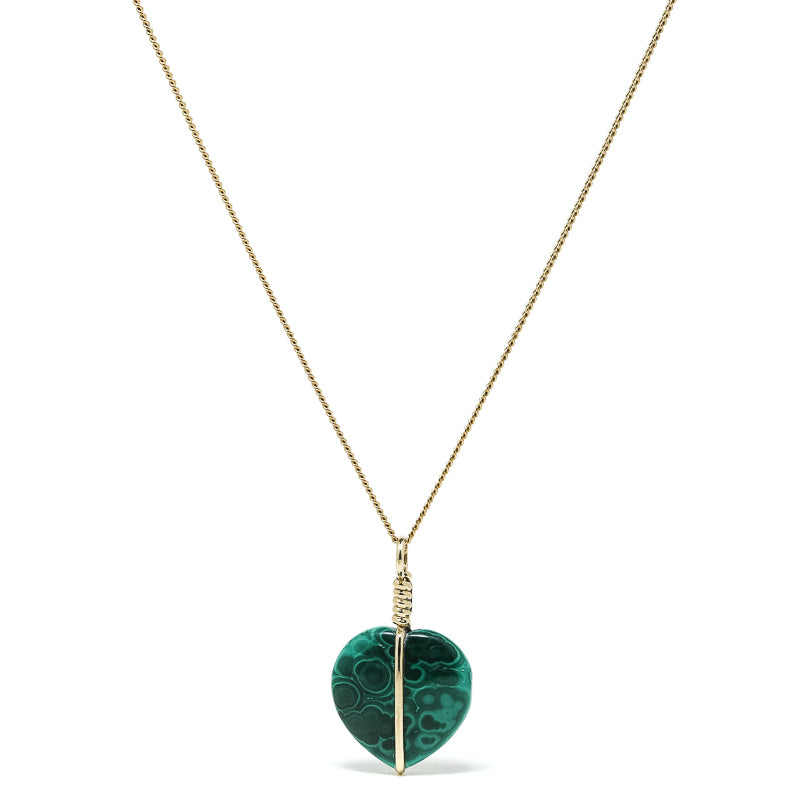 Malachite Polished Crystal Pendant with 9Kt Gold | Venusrox