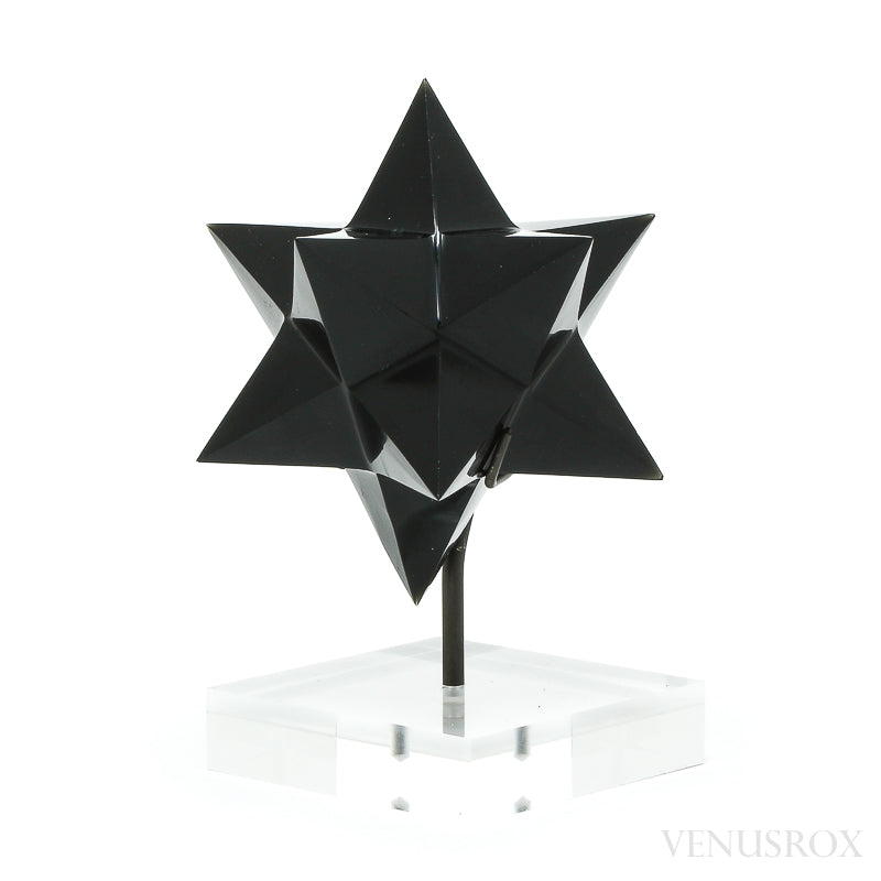 Black Obsidian Polished Star from Brazil mounted on a bespoke stand | Venusrox