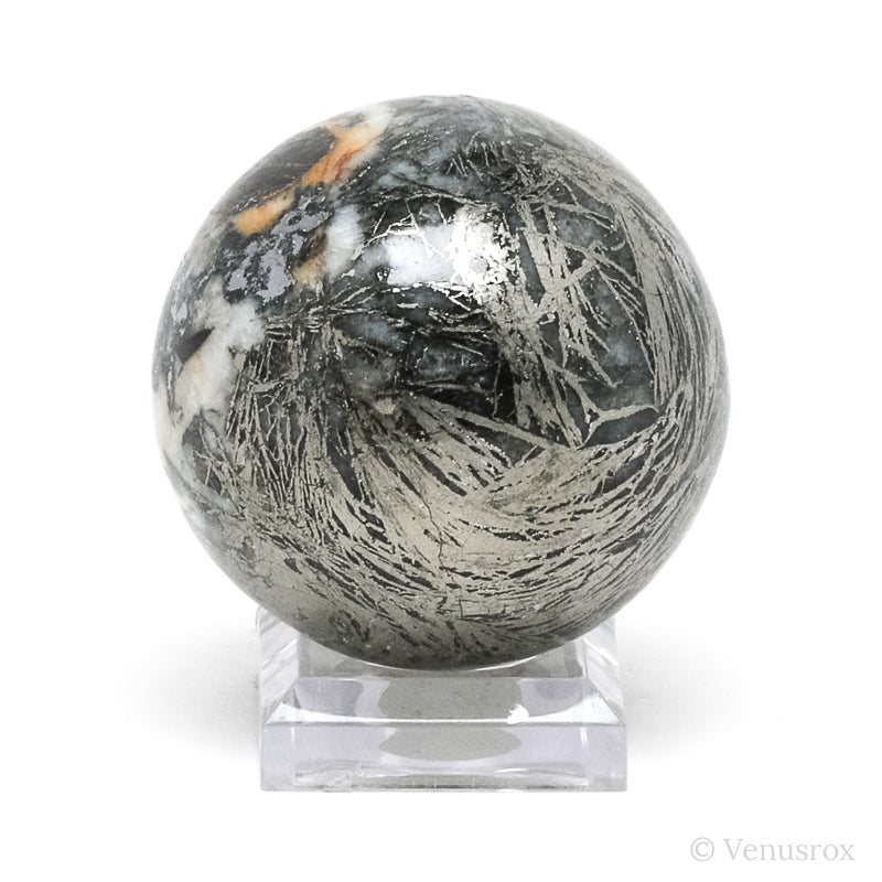 'Feather' Pyrite (Pyrite after Pyrrhotite Pseudomorph) Sphere from the Pfaffenberg Mine, Neudorf, Harzgerode, Harz, Saxony-Anhalt, Germany | Venusrox