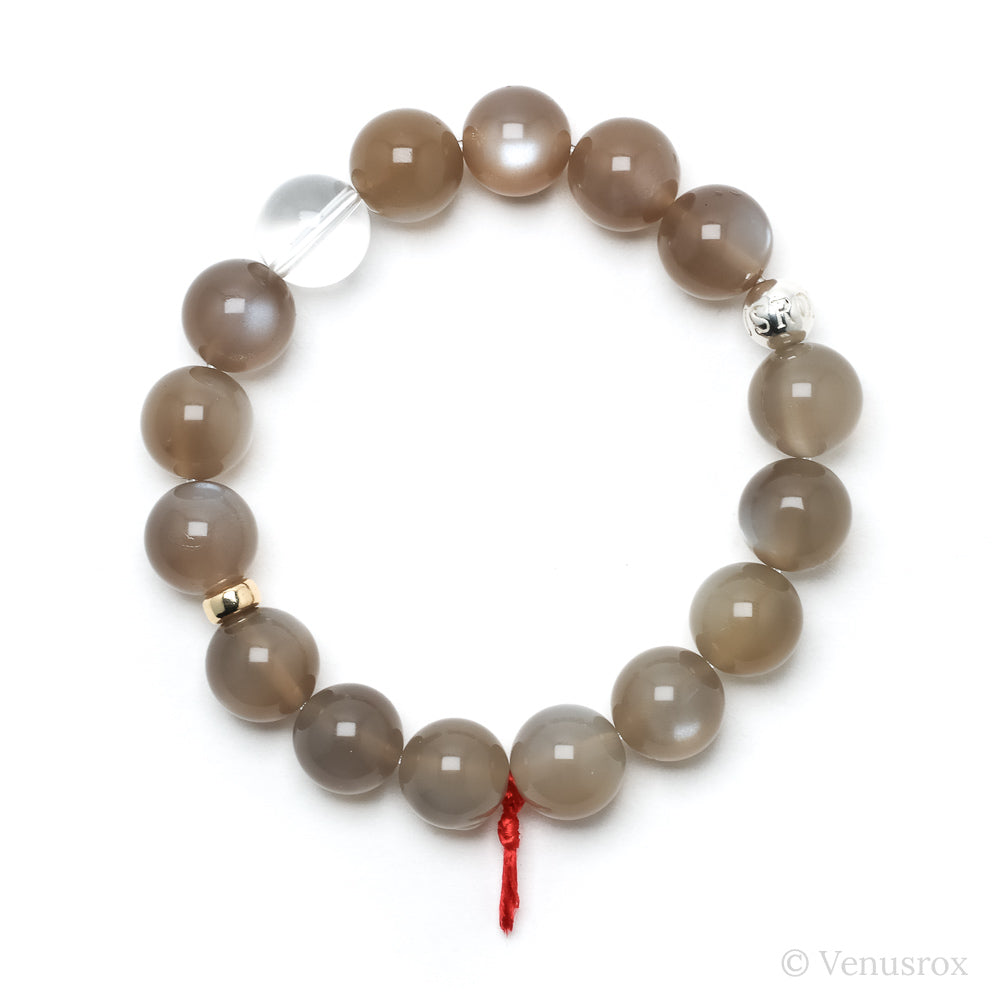 Grey/Brown Moonstone Bead Bracelet from India | Venusrox