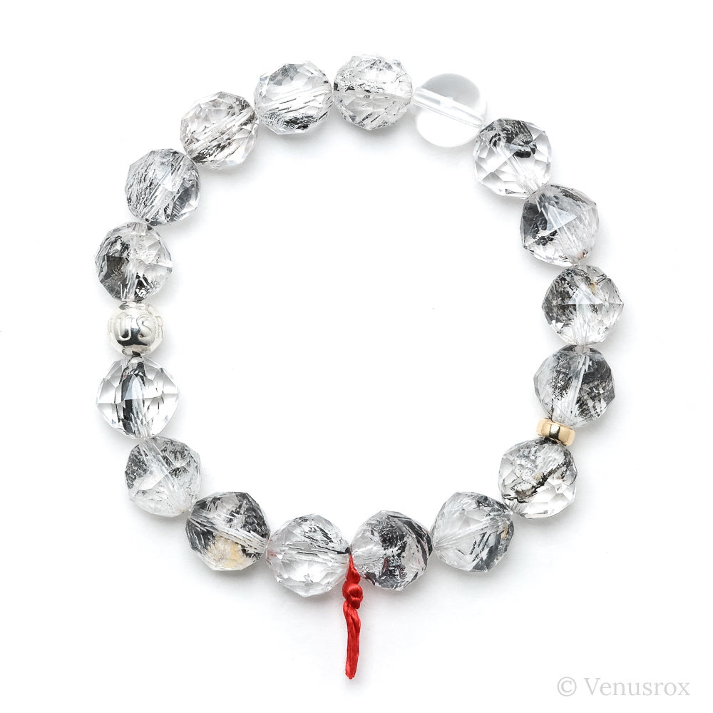 Clear Quartz with Carbon Inclusions Bracelet from Pakistan | Venusrox