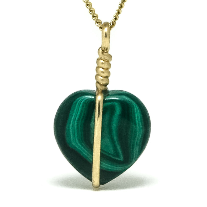 Malachite Polished Heart Pendant from the Democratic Republic of Congo | Venusrox
