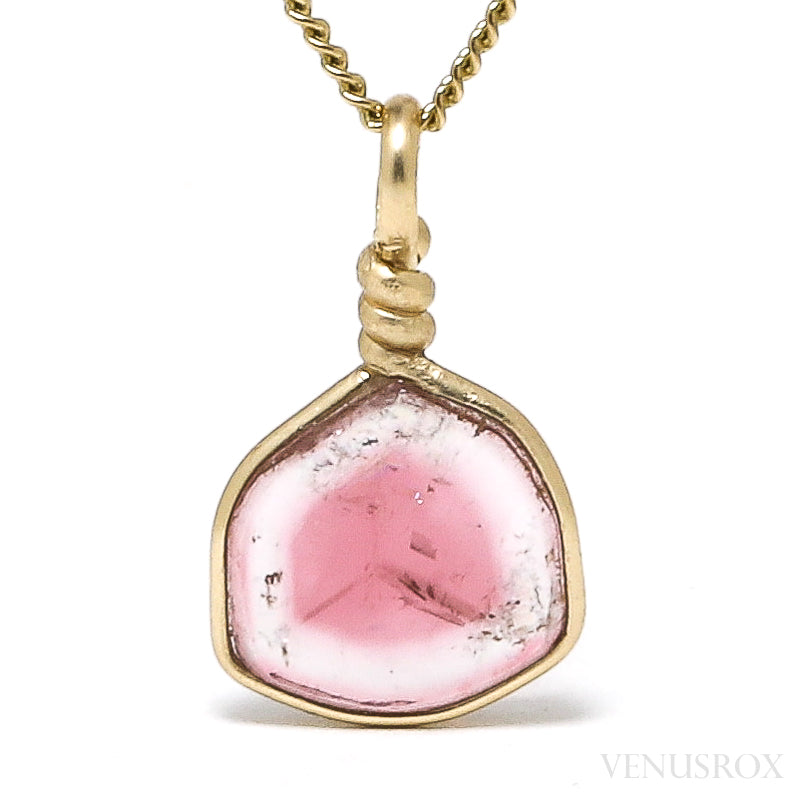 Pink Tourmaline Polished Slice Pendant from the Malkhan Pegmatite Field, Krasnyi Chikoy, Chitinskaya Oblast, Transbaikal, Eastern Siberia, Russia | Venusrox