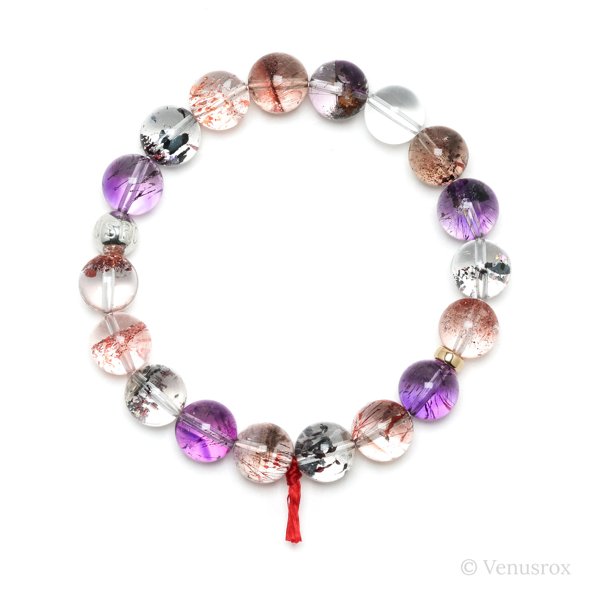Quartz with Amethyst, Hematite & Goethite Bracelet from Brazil | Venusrox