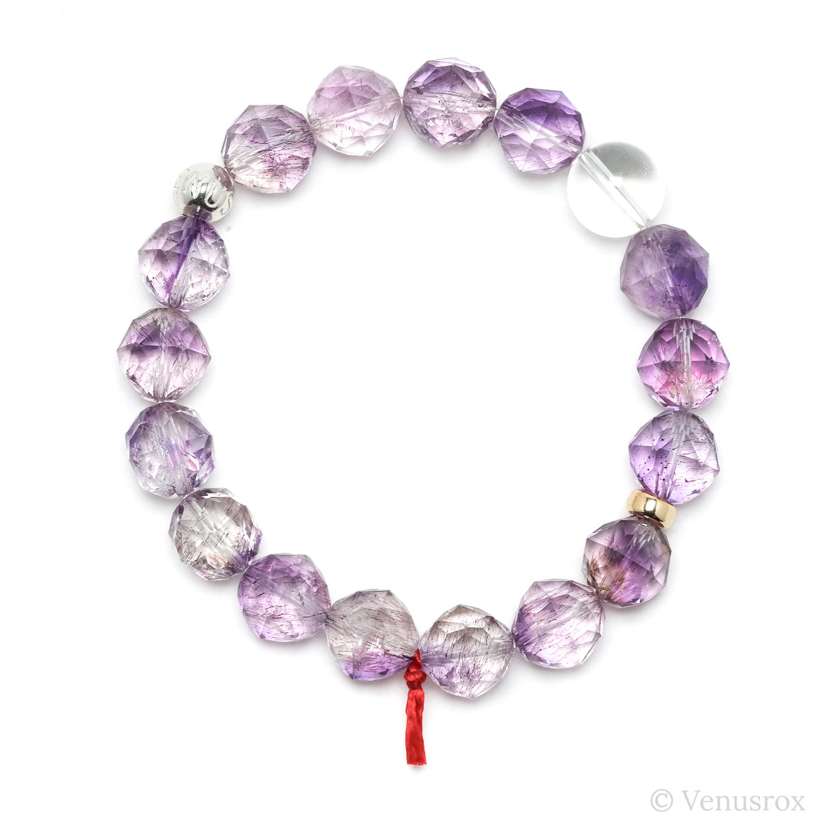Amethyst with Clear Quartz, Hematite & Goethite Bracelet from Brazil | Venusrox