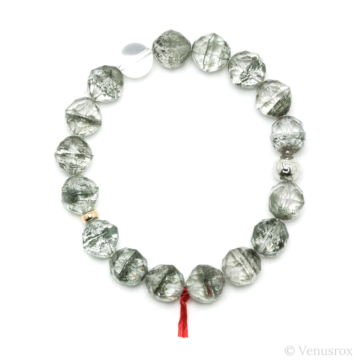 Chlorite Phantom Quartz Bead Bracelet from Brazil | Venusrox