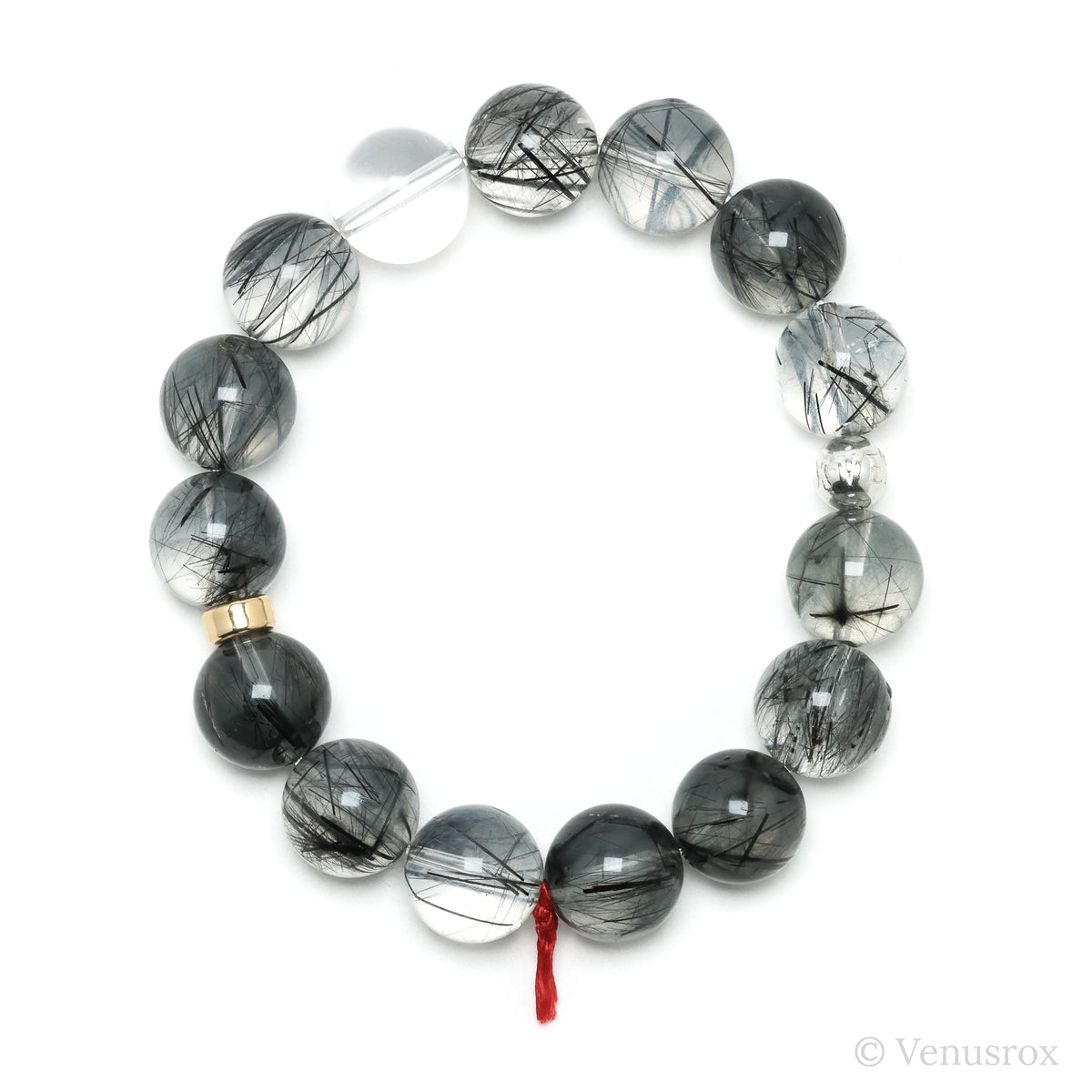 Tourmalinated Quartz Bead Bracelet from Brazil | Venusrox