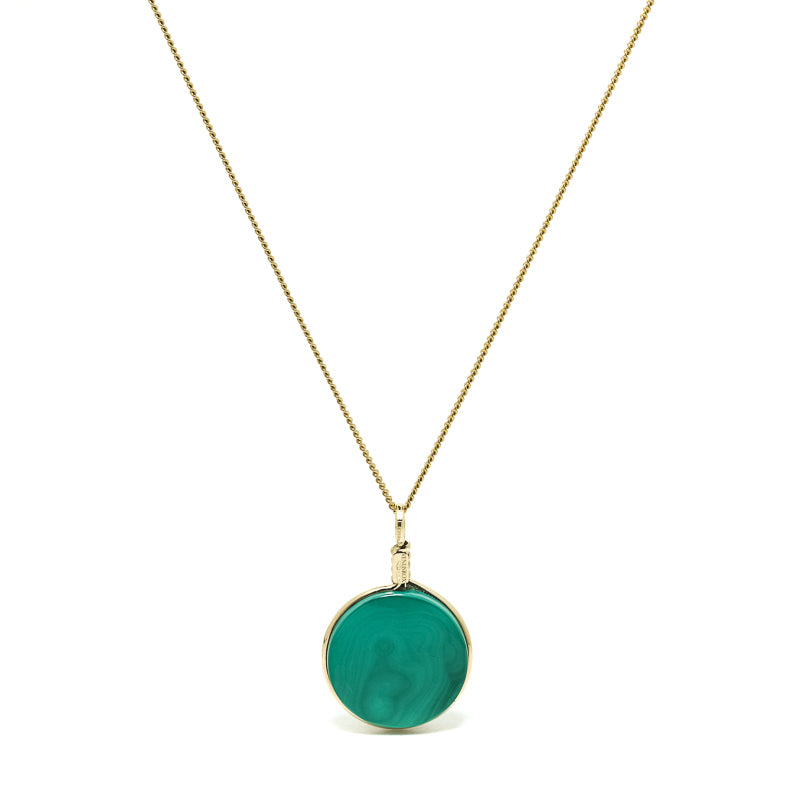 Malachite Polished Crystal Pendant with 9Kt Gold | Venusrox