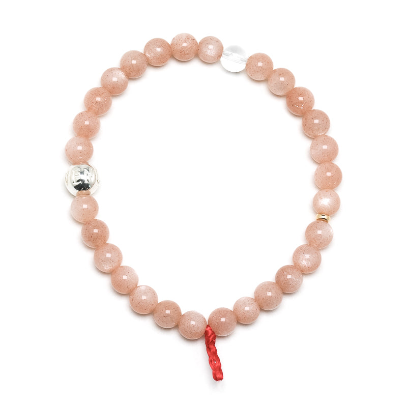 Peach Moonstone Bead Bracelet from India | Venusrox