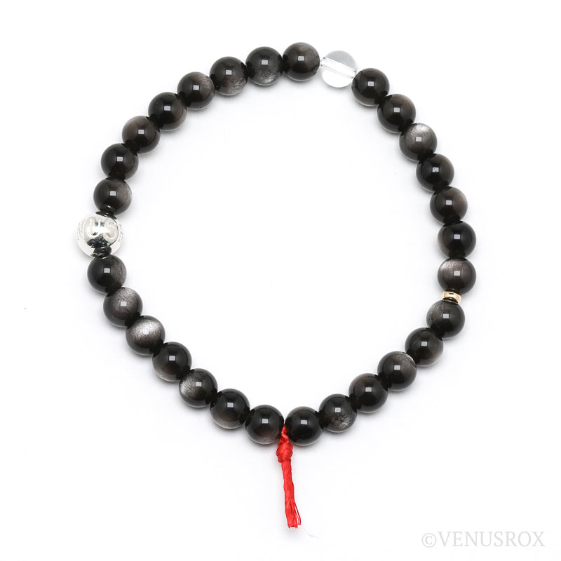 Silver Sheen Obsidian Bead Bracelet from Mexico | Venusrox