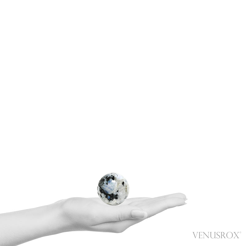 Rainbow Moonstone with Black Tourmaline Polished Sphere from India | Venusrox