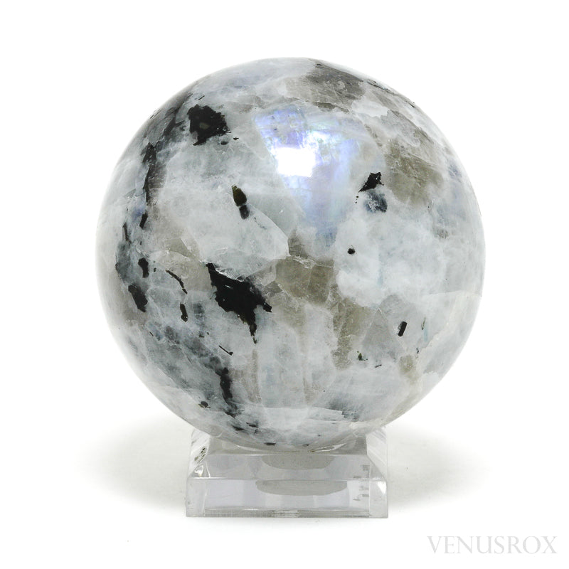 Rainbow Moonstone with Black Tourmaline Polished Sphere from India | Venusrox