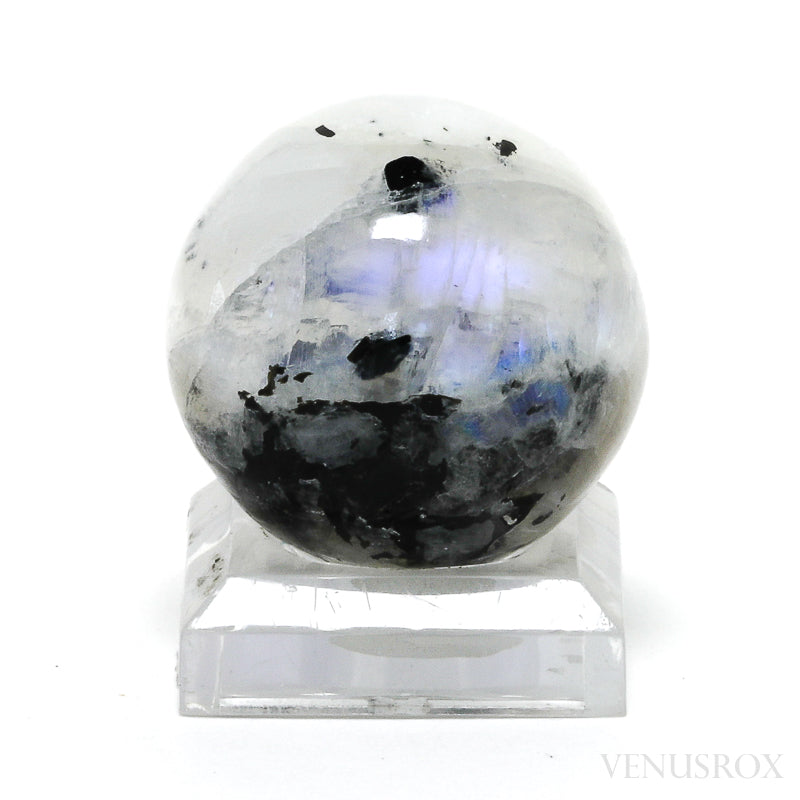 Rainbow Moonstone with Black Tourmaline Polished Sphere from India | Venusrox