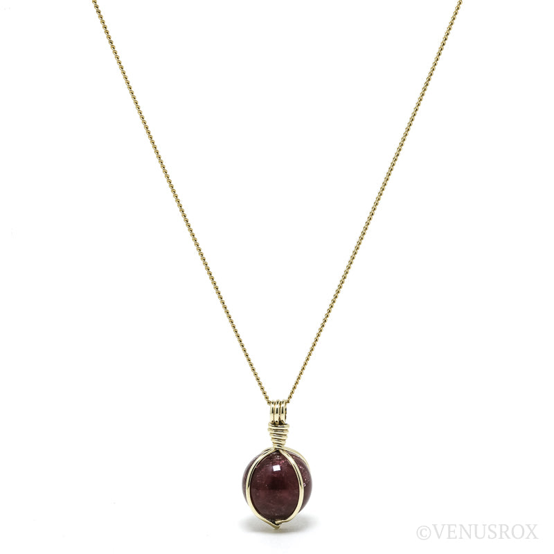 Rubellite (Red Tourmaline) Polished Sphere Pendant from Brazil | Venusrox