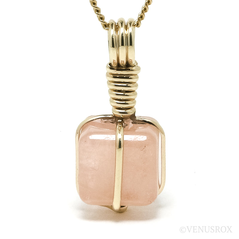 Morganite Polished Cube Pendant from Mozambique | Venusrox