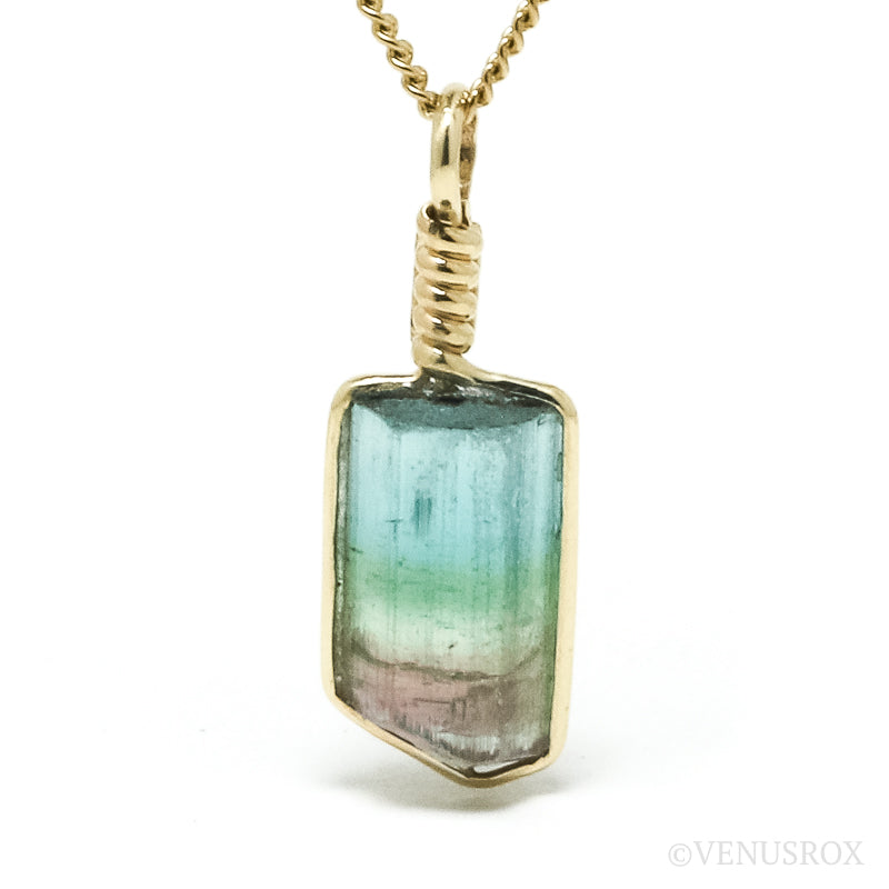 Blue/Green/Pink Bi Colour Tourmaline Natural Crystal Pendant from Minas Gerais, Brazil | Venusrox