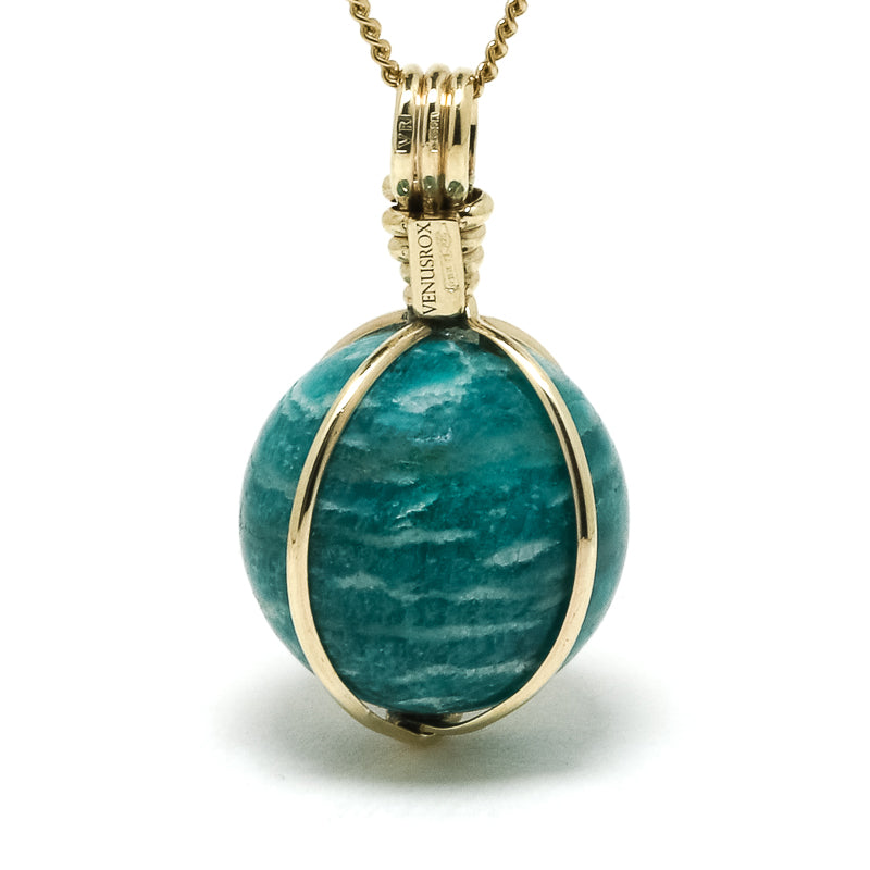 Amazonite Polished Sphere Pendant from the Kola Peninsula, Russia | Venusrox